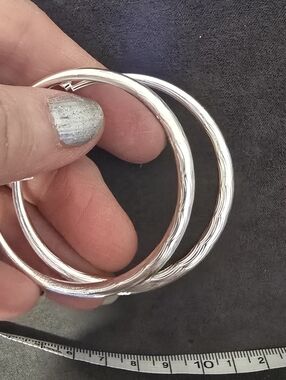 #2012 NEW 3"Silver Hoop Earrings Polishing Cloth Etched Waves Gradually Wider